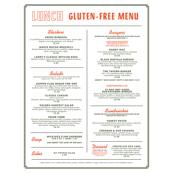 Buckatabon – Gluten-Free Lunch Menu
